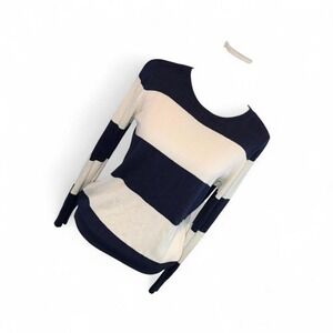 OLD‎ NAVY NAVY/WHITE STRIPED CREWNECK SWEATER LADIES MEDIUM NAUTICAL SAILER